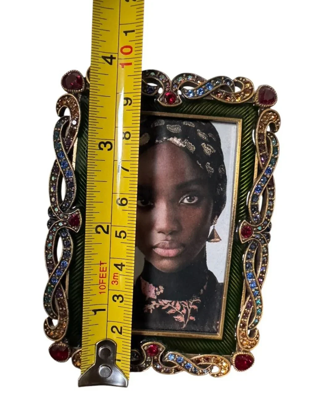 Jay Strongwater Jewel Braid Frame, Pewter Gold Plated Enamel Swarovski Crystal